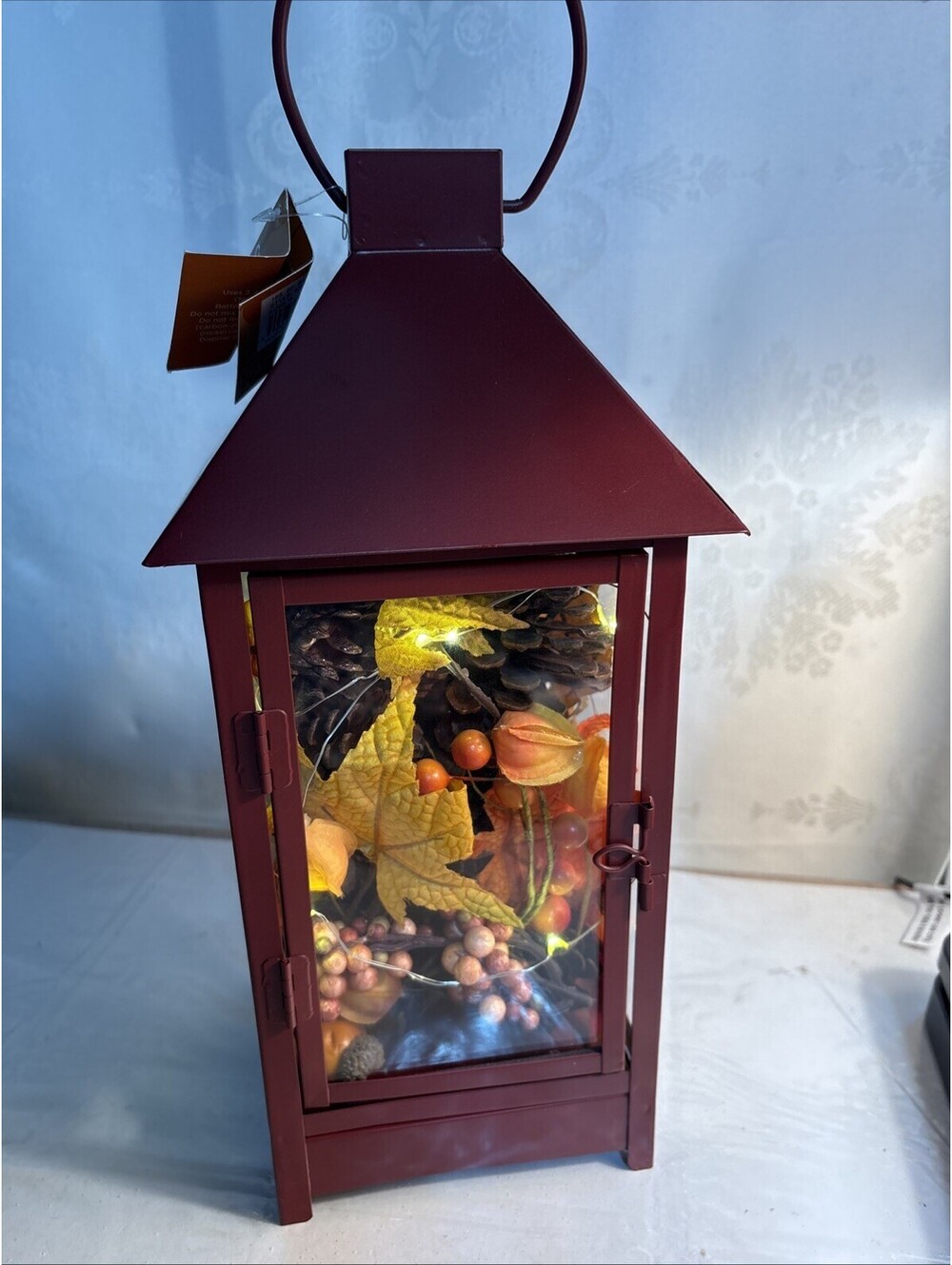 13 in. Decorative Fall Lantern with LED Lights